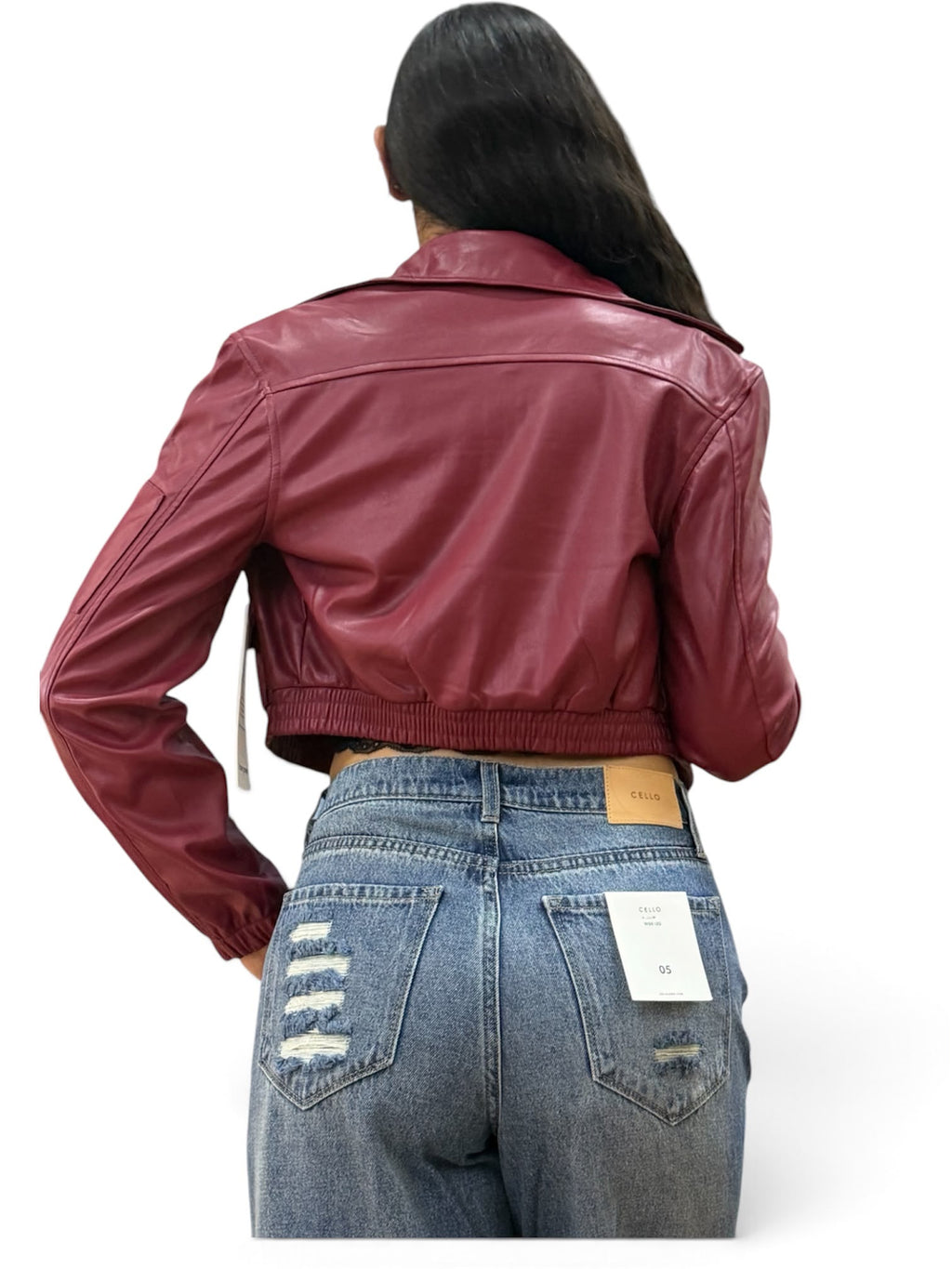 Chaqueta cuero tex vino tinto