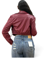 Chaqueta cuero tex vino tinto