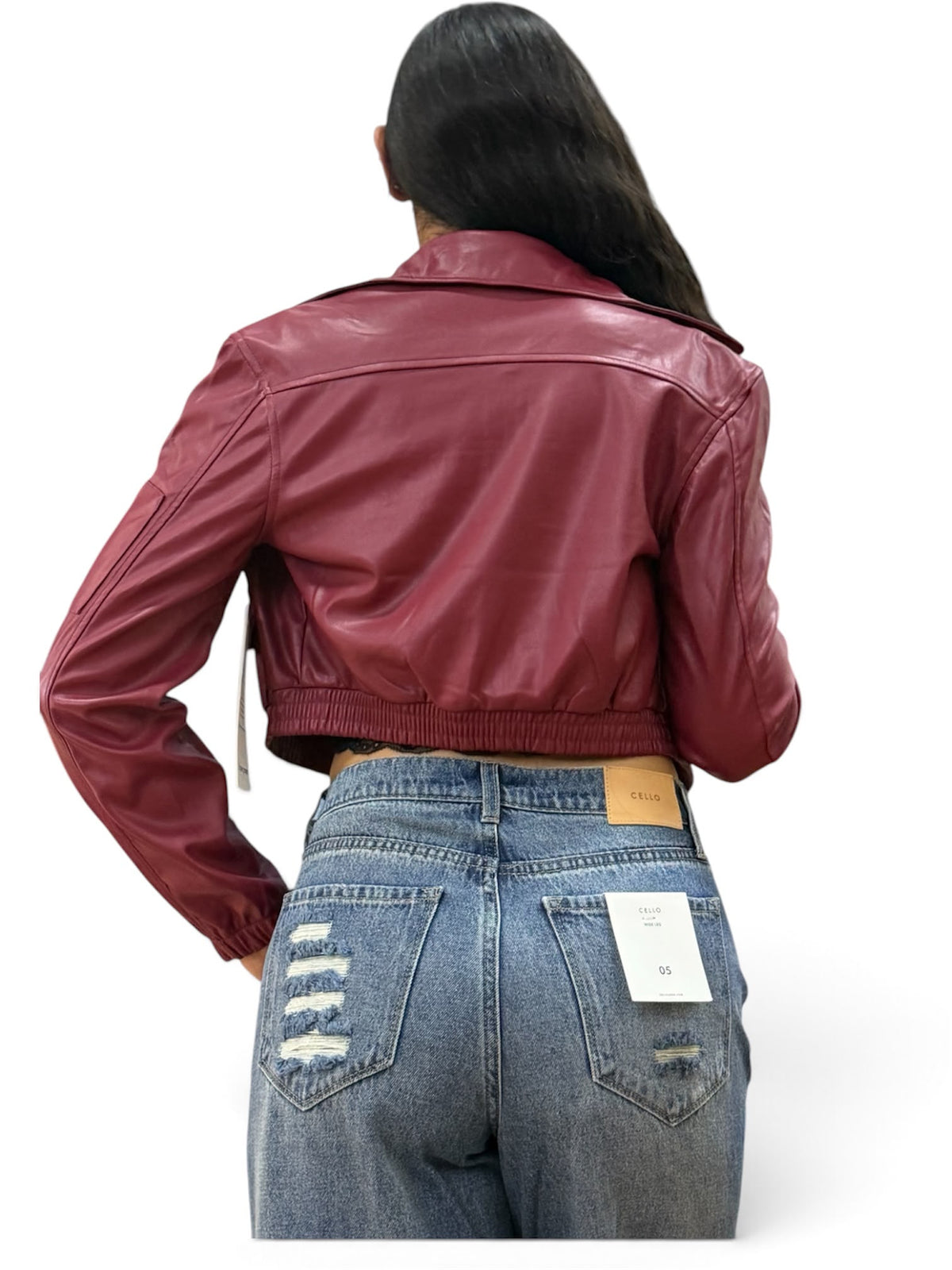 Chaqueta cuero tex vino tinto