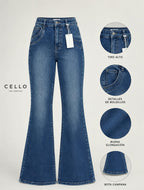 Jean Cello Flare Bota Campana oscuro